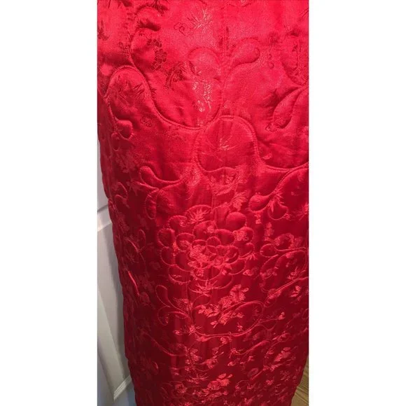 Vintage 100% Silk Made in Hong Kong CATHAY Red Quilted Robe Large - Picture 5 of 8